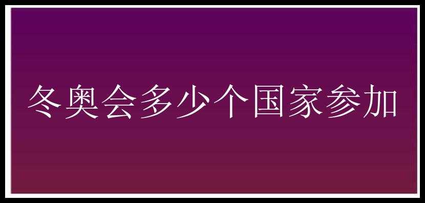 冬奥会多少个国家参加