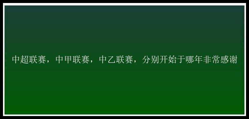 中超联赛，中甲联赛，中乙联赛，分别开始于哪年非常感谢