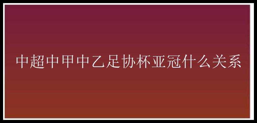 中超中甲中乙足协杯亚冠什么关系