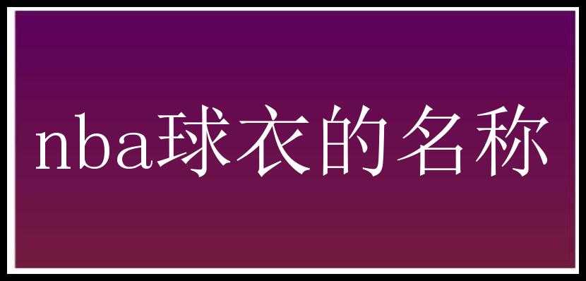 nba球衣的名称