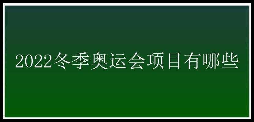 2022冬季奥运会项目有哪些