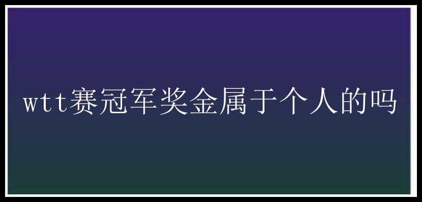 wtt赛冠军奖金属于个人的吗