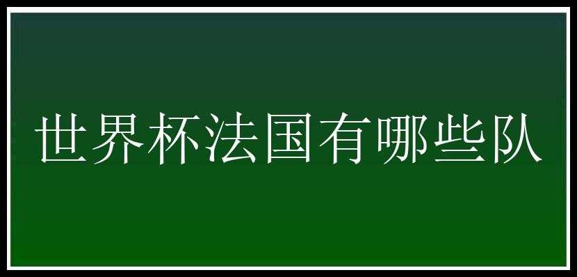 世界杯法国有哪些队