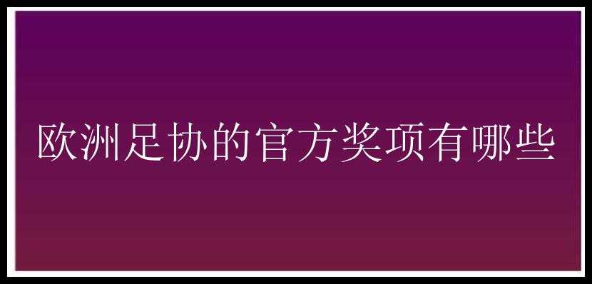 欧洲足协的官方奖项有哪些