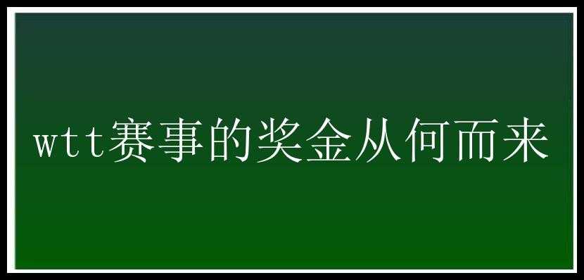 wtt赛事的奖金从何而来