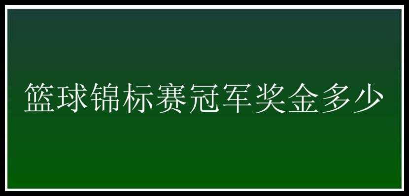 篮球锦标赛冠军奖金多少