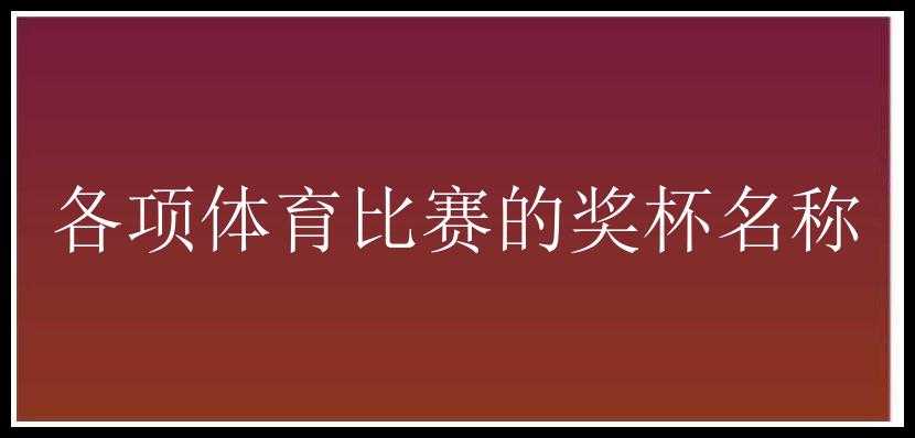 各项体育比赛的奖杯名称