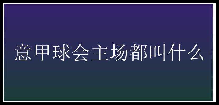 意甲球会主场都叫什么