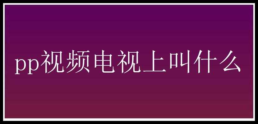 pp视频电视上叫什么