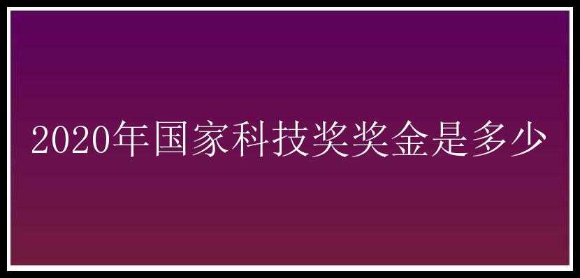 2020年国家科技奖奖金是多少