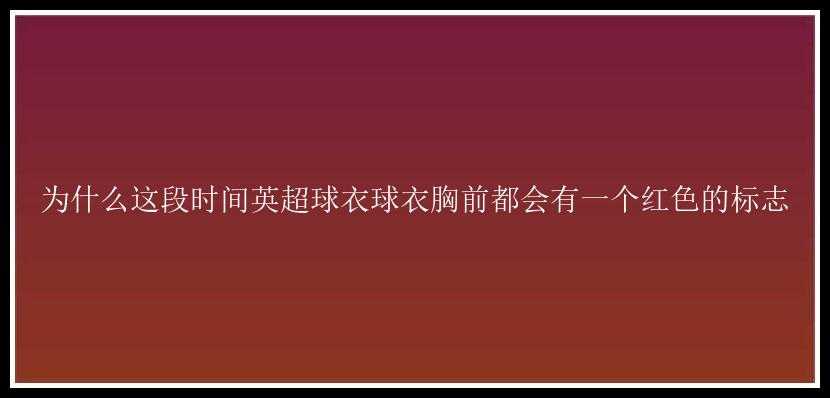 为什么这段时间英超球衣球衣胸前都会有一个红色的标志