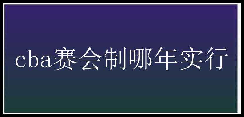 cba赛会制哪年实行