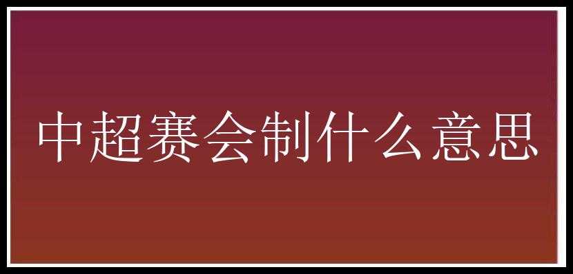 中超赛会制什么意思