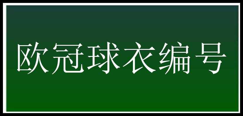 欧冠球衣编号