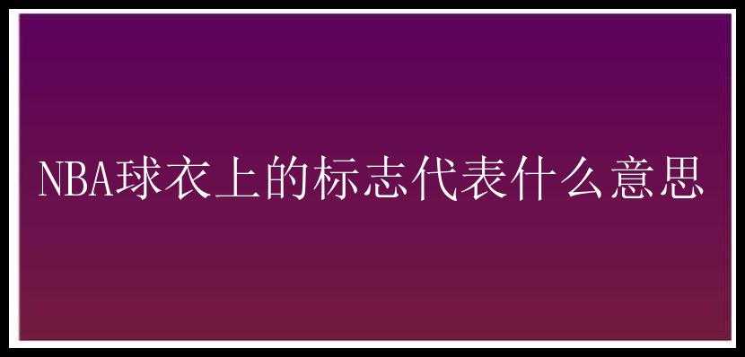 NBA球衣上的标志代表什么意思