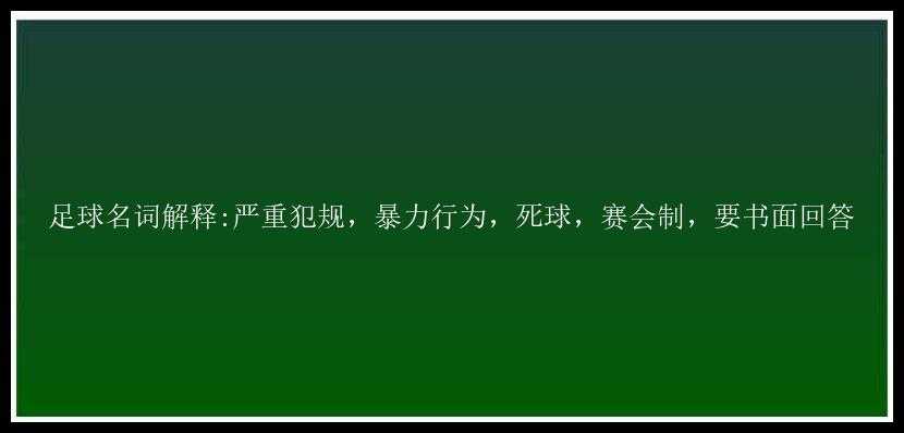 足球名词解释:严重犯规，暴力行为，死球，赛会制，要书面回答