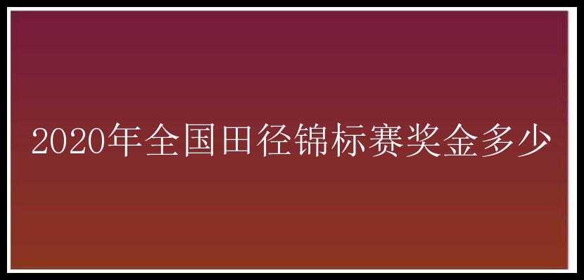 2020年全国田径锦标赛奖金多少