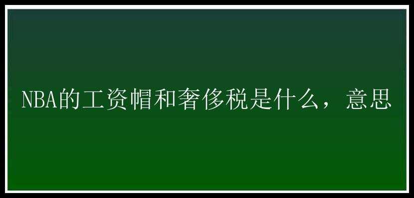 NBA的工资帽和奢侈税是什么，意思