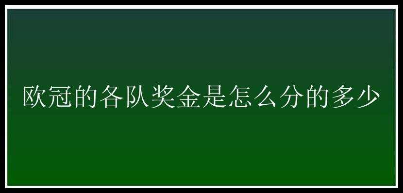 欧冠的各队奖金是怎么分的多少