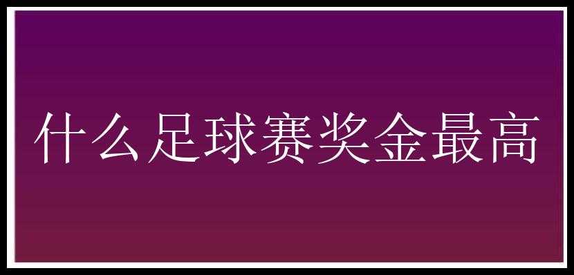 什么足球赛奖金最高