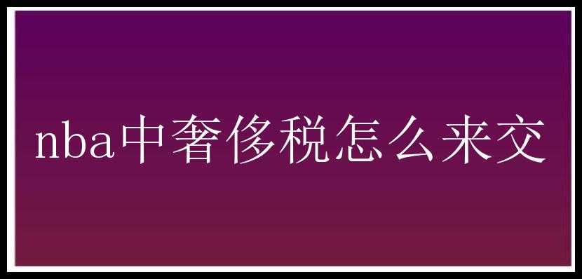 nba中奢侈税怎么来交