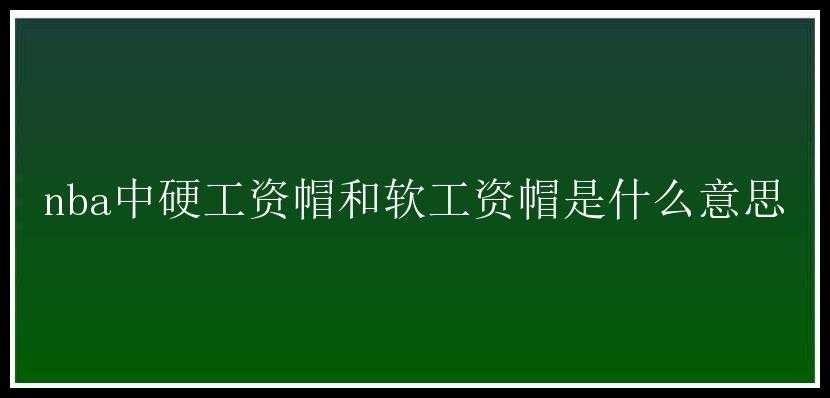 nba中硬工资帽和软工资帽是什么意思