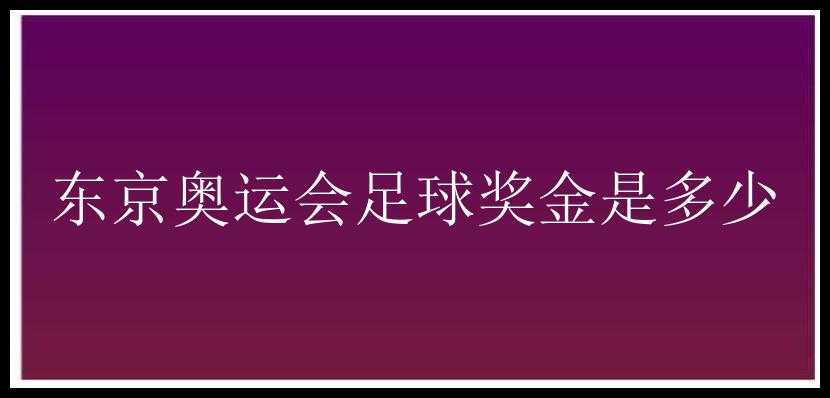 东京奥运会足球奖金是多少