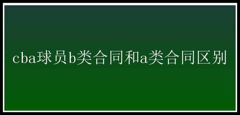 cba球员b类合同和a类合同区别