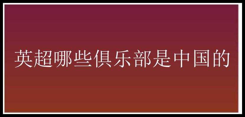 英超哪些俱乐部是中国的