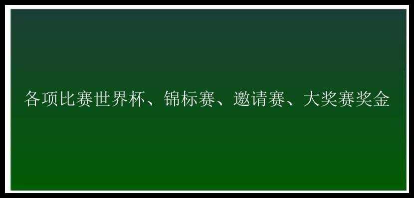 各项比赛世界杯、锦标赛、邀请赛、大奖赛奖金