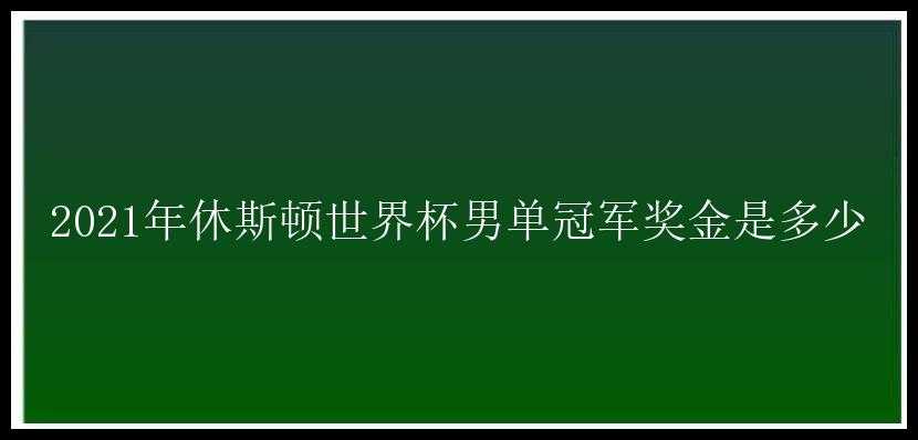 2021年休斯顿世界杯男单冠军奖金是多少