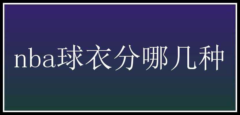 nba球衣分哪几种