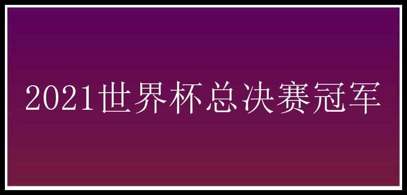 2021世界杯总决赛冠军