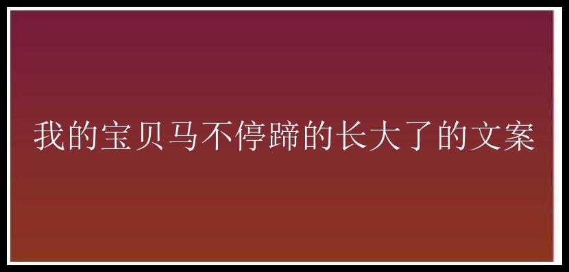 我的宝贝马不停蹄的长大了的文案