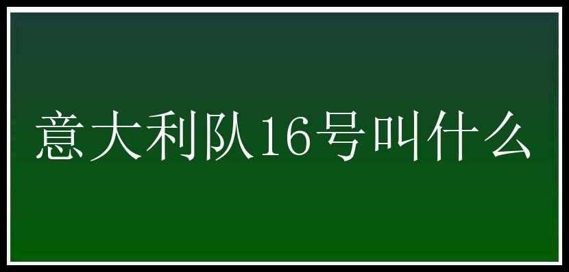 意大利队16号叫什么