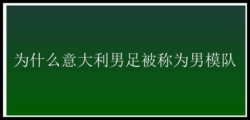 为什么意大利男足被称为男模队