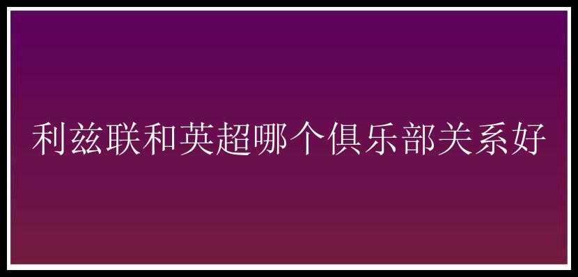 利兹联和英超哪个俱乐部关系好