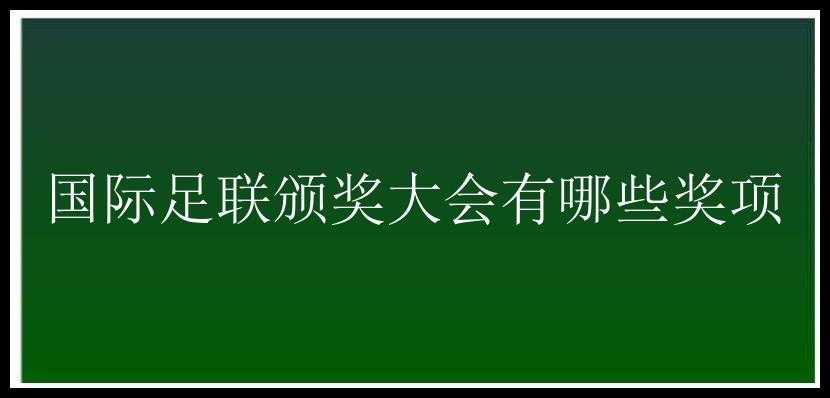 国际足联颁奖大会有哪些奖项