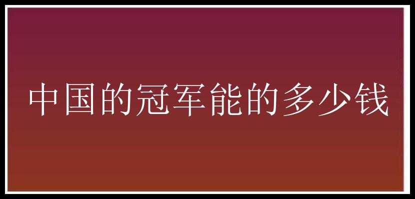 中国的冠军能的多少钱