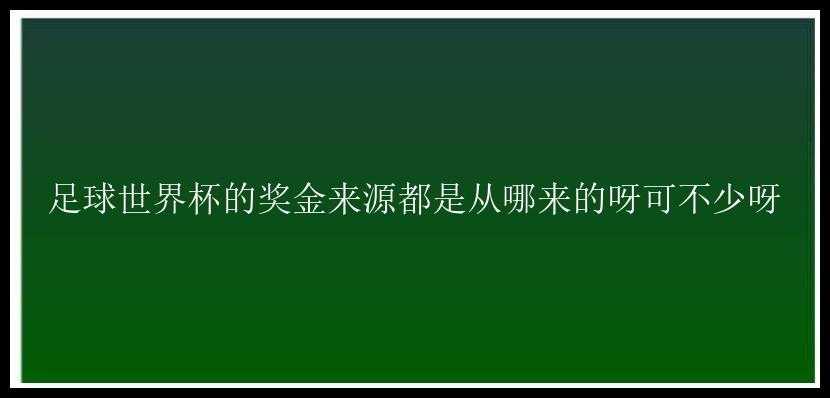 足球世界杯的奖金来源都是从哪来的呀可不少呀