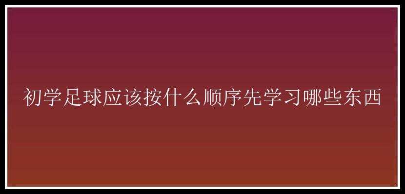 初学足球应该按什么顺序先学习哪些东西