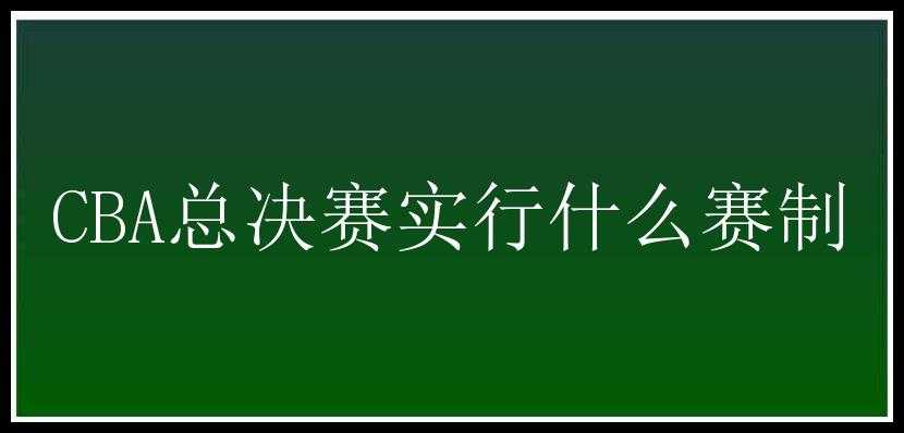 CBA总决赛实行什么赛制