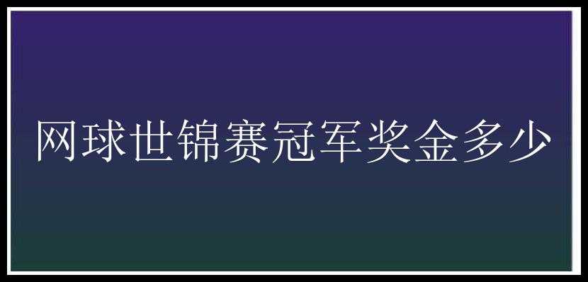 网球世锦赛冠军奖金多少