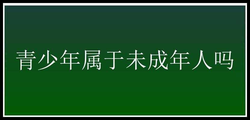 青少年属于未成年人吗