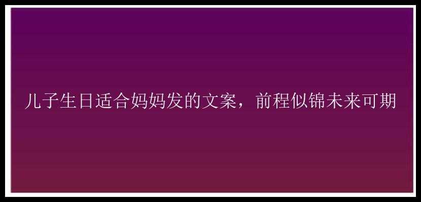 儿子生日适合妈妈发的文案，前程似锦未来可期