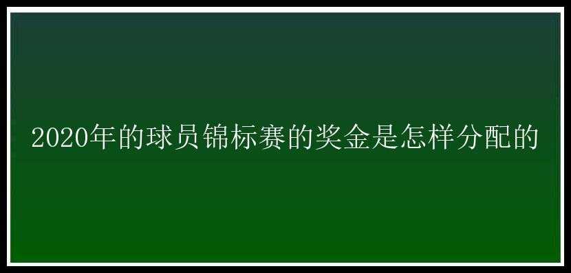 2020年的球员锦标赛的奖金是怎样分配的