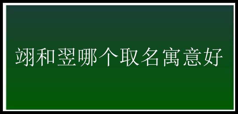 翊和翌哪个取名寓意好