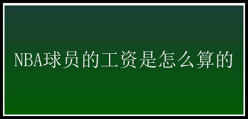 NBA球员的工资是怎么算的