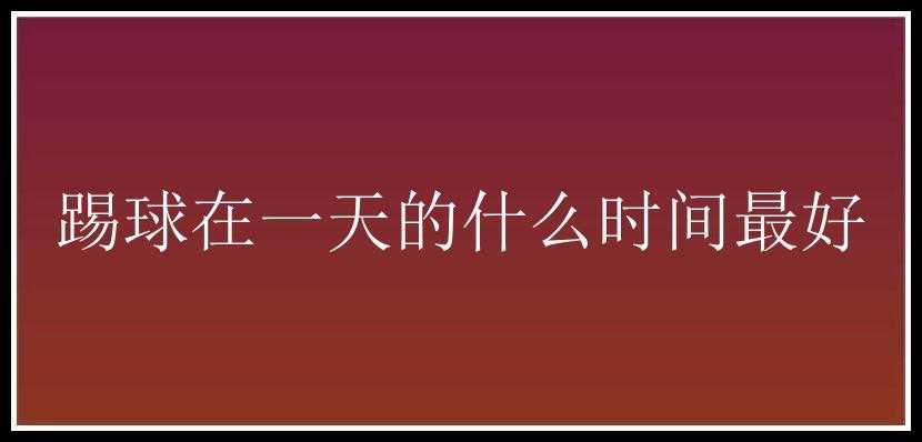 踢球在一天的什么时间最好