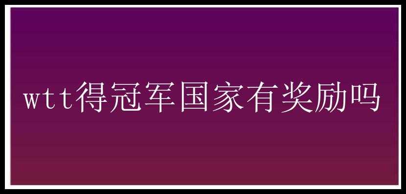 wtt得冠军国家有奖励吗